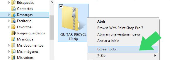 Como extraer aplicación para eliminar el Recycler del archivo comprimido