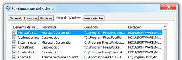 Configuración del sistema (MSCONFIG) en Windows