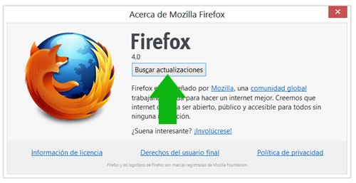Actualizar el navegador Firefox a la ultima versión
