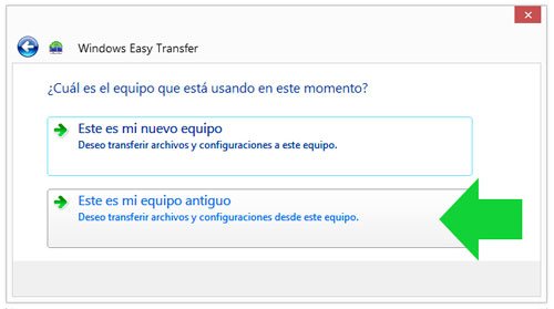 Escoger el equipo con Windows Easy Transfer