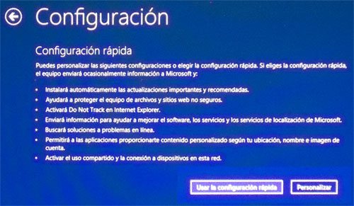 Configuración de la instalación de Windows 8