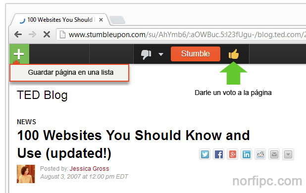 Explorar, conocer y votar páginas web en la red social Stumbleupon