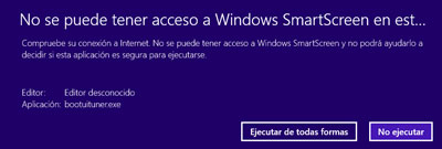 Advertencia del filtro SmartScreen en Windows 8