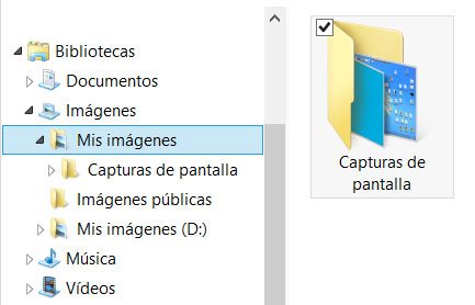 Carpeta donde se guardan las imágenes capturadas en Windows