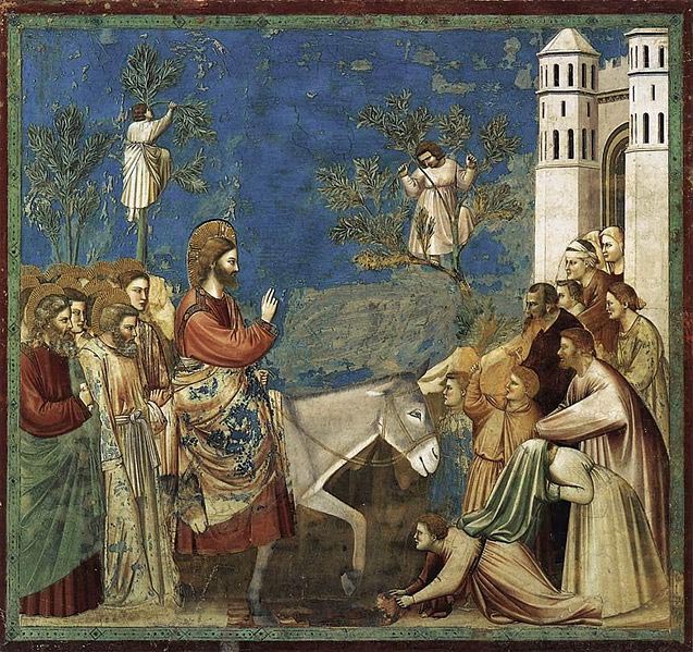 Entrada de Cristo en Jerusalén, pintura de Giotto di Bondone