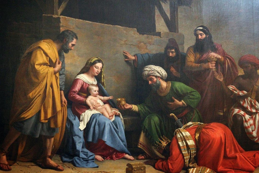 El nacimiento de Jesús en Belén, con María, José y los Reyes Magos