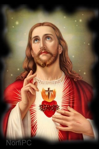 Fondo de pantalla cristiano para el celular: Hermosa pintura del Sagrado corazón de Jesús