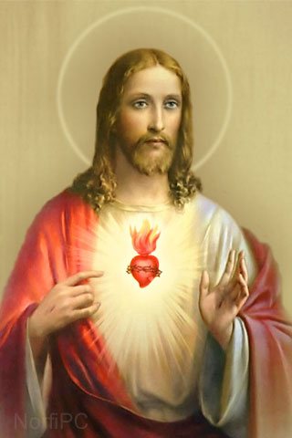 Fondo de pantalla cristiano para el movil: Bella pintura del Sagrado corazón de Jesús