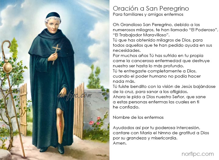 Oración milagrosa a San Peregrino. Para rogar por familiares y amigos enfermos de cáncer