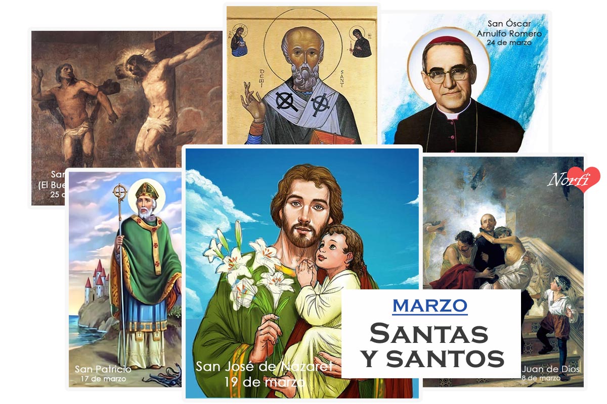 Calendario y día de los santos del mes de marzo