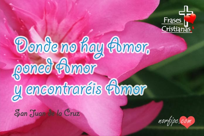 Foto con frase cristiana de San Juan de la Cruz: Donde no hay amor, poned amor y encontraréis amor