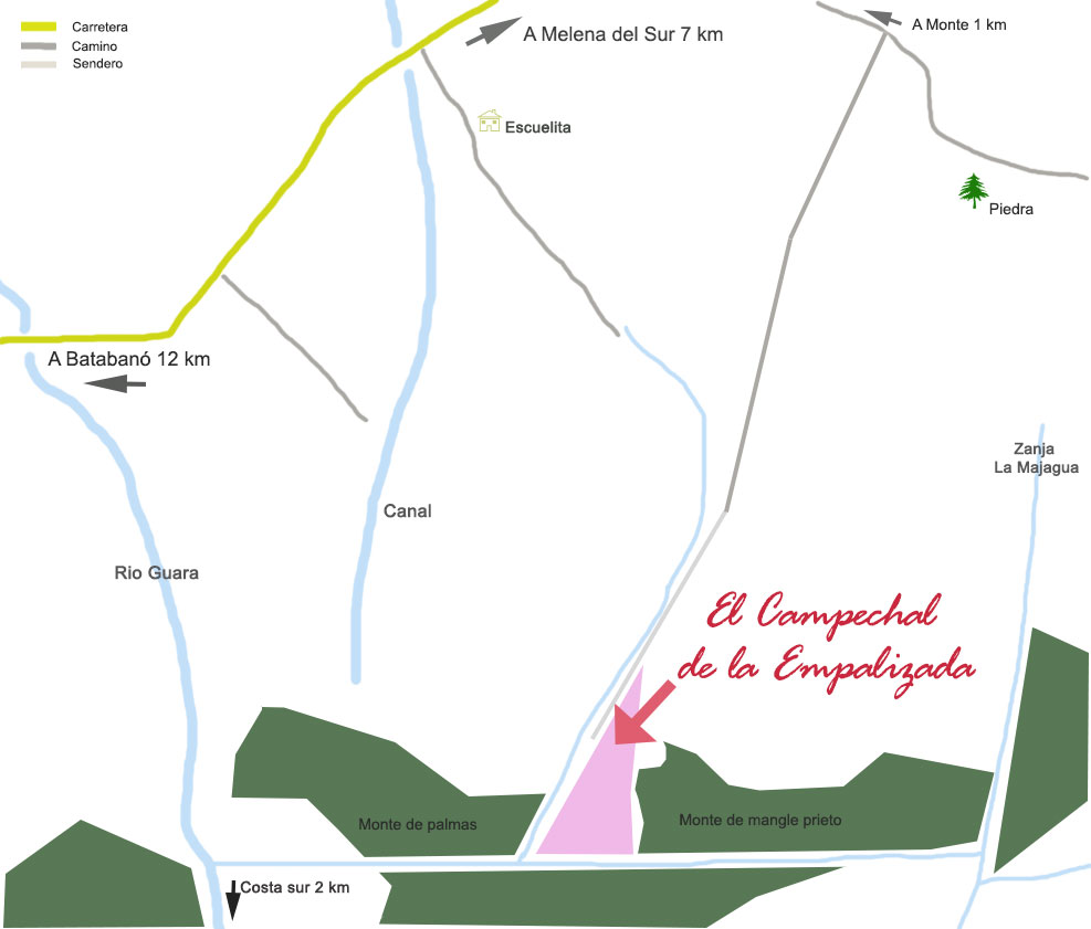 Mapa con la ubicación del Campechal de la Empalizada