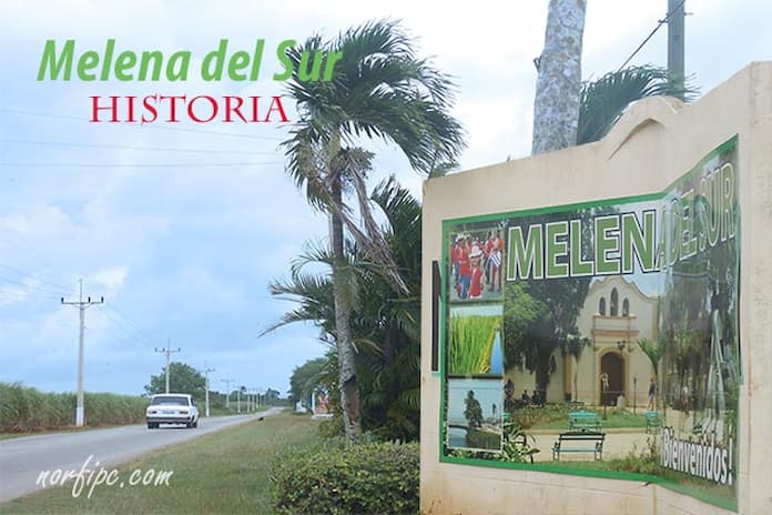 Cartel de bienvenida en la entrada de Melena del Sur