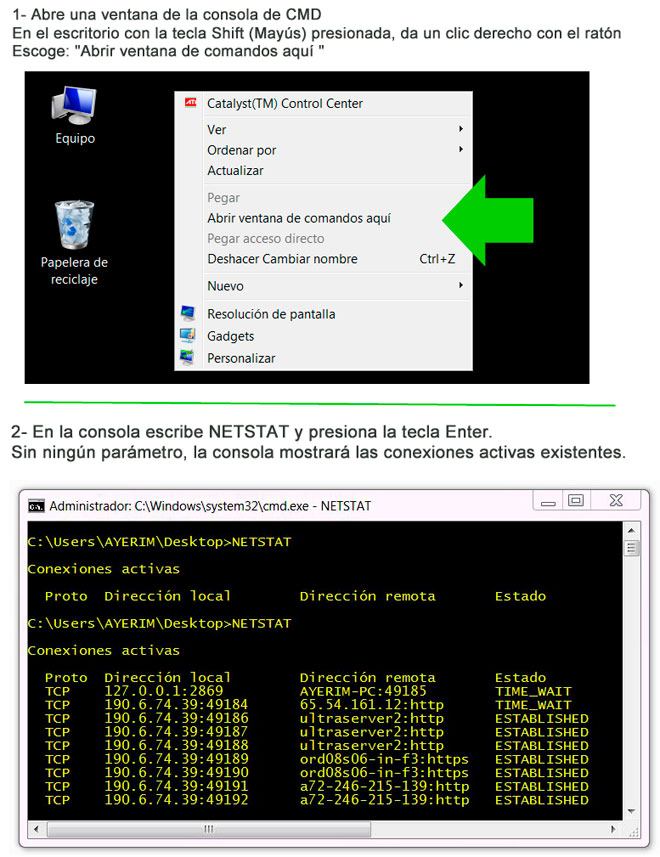 Como usar NETSTAT en Windows para ver las conexiones establecidas