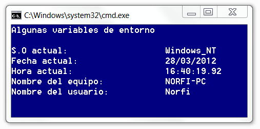Ejemplo de la configuración de la consola de CMD