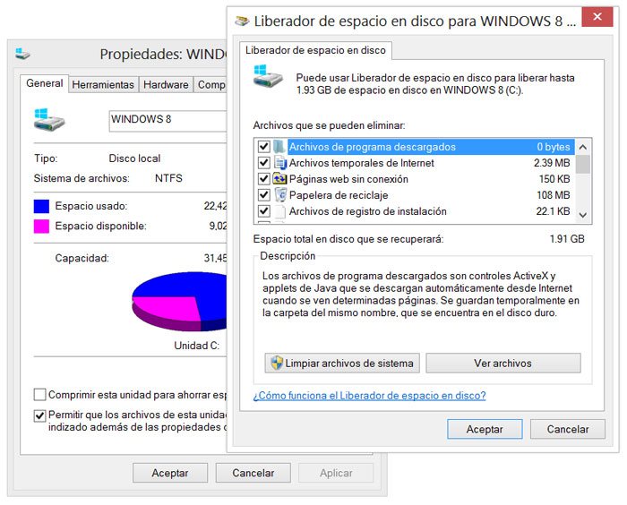 Liberar espacio en disco en Windows y eliminar archivos innecesarios