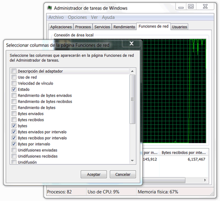 Ver la velocidad de transferencia de datos en la red en el Administrador de tareas de Windows