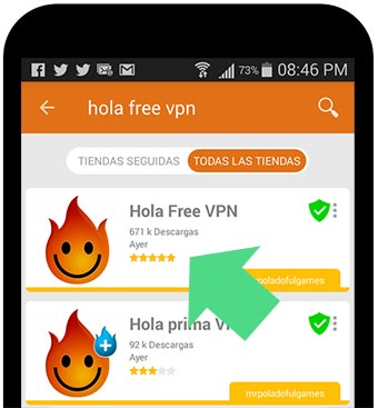 Instalar la aplicación Hola Free VPN en Android desde la tienda de Aptoide