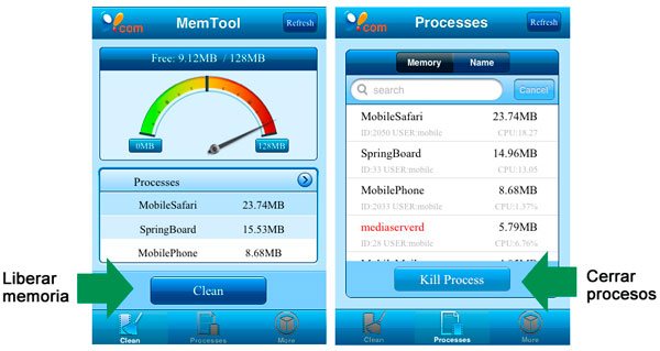 Liberar memoria RAM en el iPhone con MemTool