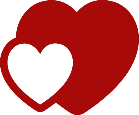 Icono de dos corazones juntos, simbolo de amor inseparable