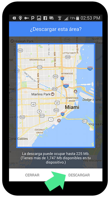Descargando mapa de Google Maps para usar sin conexión en el móvil