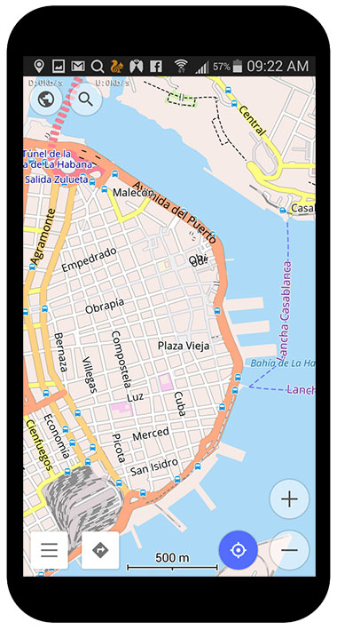 Mapa de OsmAnd en un teléfono celular offline