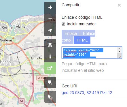 Obtener el codigo de un mapa de OpenStreetMap para insertar en un iframe