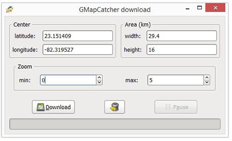 Seleccionando los niveles de zoom al descargar un mapa GMapCatcher