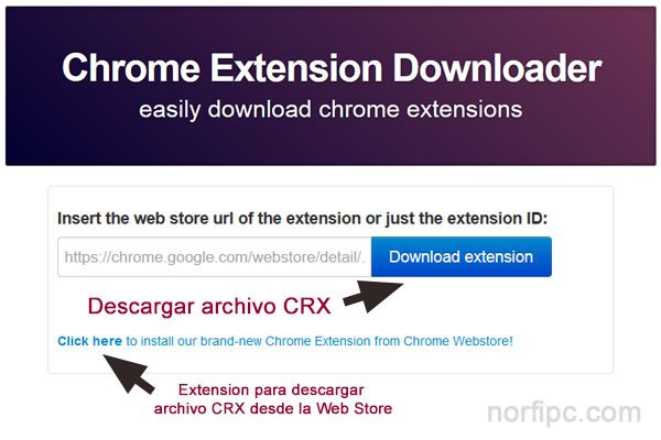 Descargar extensiones en formato CRX para el navegador Google Chrome