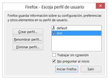 Crear un nuevo perfil o eliminar uno existente en el navegador Firefox