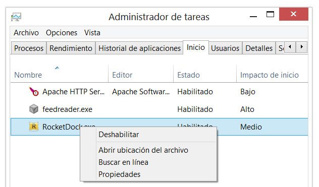 Usar el Administrador de tareas en Windows 8 para administrar el Inicio