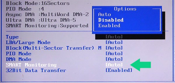 Desactivar la función SMART en un disco duro mediante el BIOS