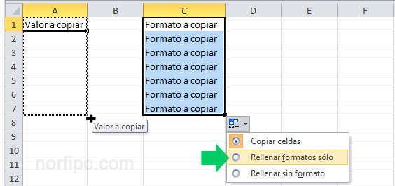 Copiar el valor y el formato de una celda en Excel