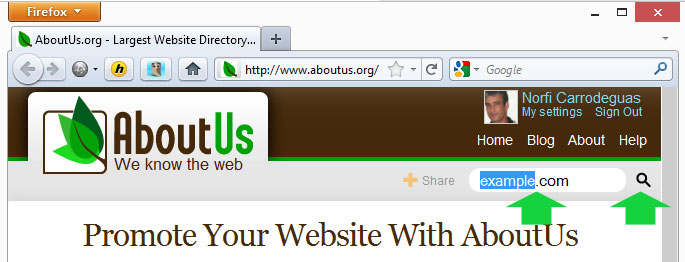 Incluir un sitio web en AboutUs para promocionarlo y divulgarlo