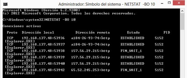Usar NETSTAT para identificar las conexiones de las aplicaciones con el exterior