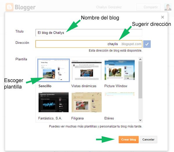 Crear un nuevo blog en Blogger