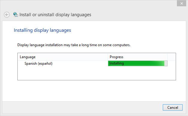 Instalando el paquete del idioma español en Windows