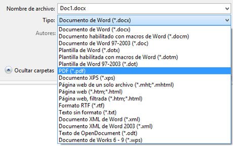 Guardar un documento como PDF en Microsoft Word