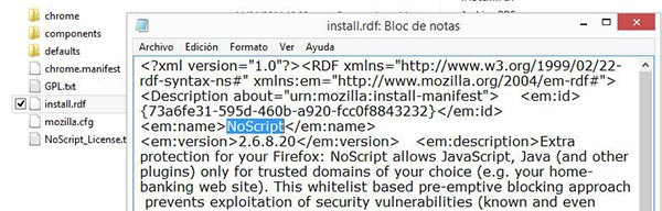 Identificar extensión en Firefox