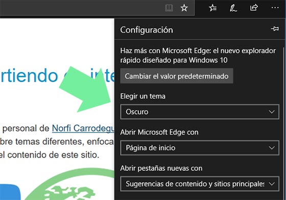 Activar el Modo oscuro en el navegador Microsoft Edge