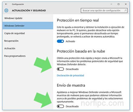 Desactivar la Telemetría en Windows Defender