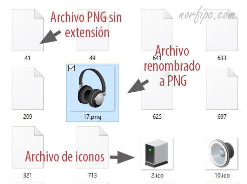 Renombrar archivos sin extensión a PNG en un DLL de Windows
