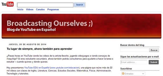 Blog de YouTube en español