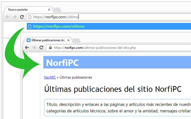 Como usar en el navegador los atajos o comandos rápidos del sitio NorfiPC