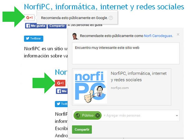 Compartir las páginas de NorfiPC en las redes sociales de internet