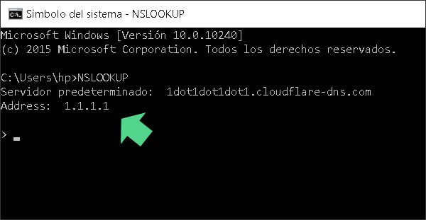Conocer los servidores DNS configurados en Windows con el comando NSLOOKUP