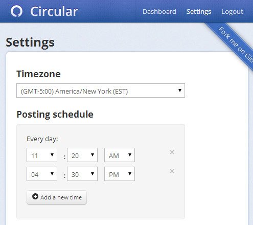 Establecer horario de las publicaciones en Circular.io