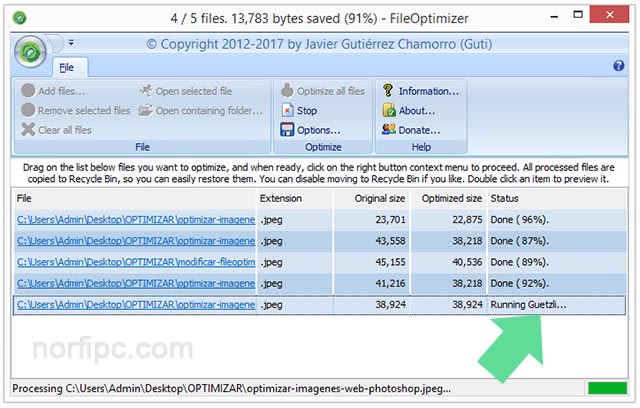 Optimizar imágenes para la web con FileOptimizer usando Guetzli