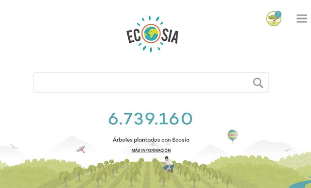 Página principal del buscador Ecosia