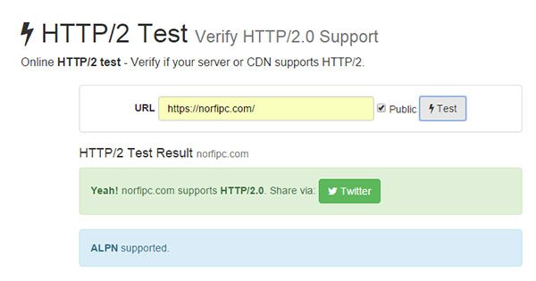 Probando si HTTP/2 esta implementado en el sitio NorfiPC